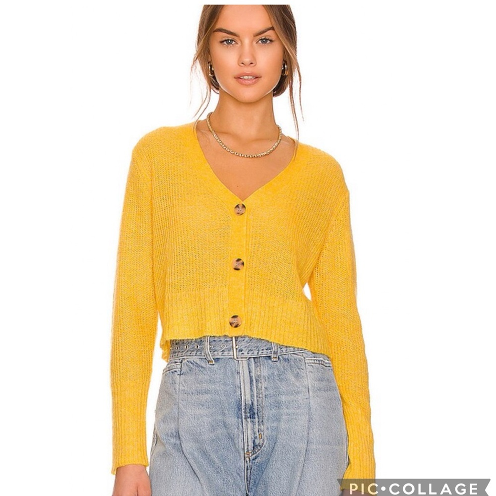 NWOT Monrow Revolve Mohair Button Front Cardigan in Sunshine